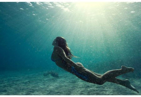 Underwater swim - beautiful, bikini, underwater, girl, sea, swim