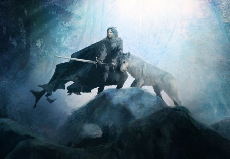 Game of Thrones Artwork - Jon Snow & Ghost - pretty, fantastic, great, entertainment, tv show, stunning, jon snow, essos, nice, ghost, tv series, wonderful, westeros, marvellous, picture, skyphoenixx1, wallpaper, game of thrones, a song of ice and fire, amazing, the nights watch, george r r martin, medieval, outstanding, super, artwork, beautiful, moonlight, fantasy, awesome, woman, show, adorable