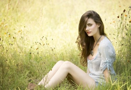 Pretty Girl - pretty, beautiful, photography, girl, nature, woman, model, field, brunette