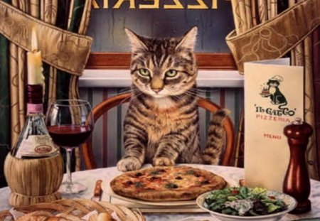 I LOVE PIZZA - pizza, kitten, cat, restaurant