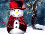 Wintery  Red Snowman