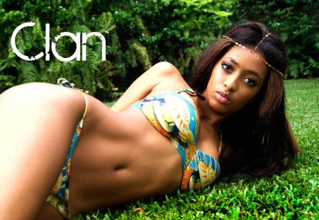 Ebony Beauty Queen - ebony, yellow, blue, abs, ethnic, hair, black, swimwear, bikini, sexy