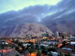 amazing sand storm over a city