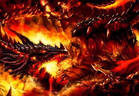 Dragon's Fire - fantasy, dragon, warriors, fire