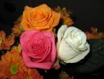 a White,Orange,Pink Rose Bouquet