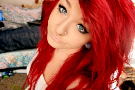 Cute RedHead Scene Girl - nose, emo, piercing, RedHead, girl, cute, scene