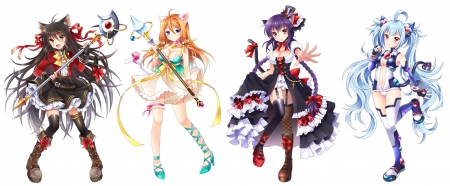 Magical Girls - girls, warrior, magic, cute, orginal, weapons, long hair