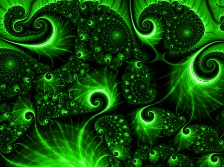 Green fractal - abstract, emerald, green, fractal