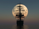 Tall Ship and Full Moon