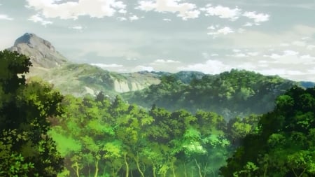 Anime Forest - Nature, Scenery, Mountain, Forest, Anime