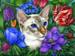 Cat in Flowers