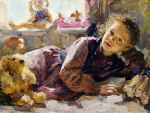 Little Girl Resting With Teddybear F