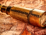 Vintage Telescope and Map