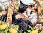 Calico Cat in Basket F