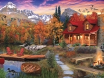Log Cabin in Autumn