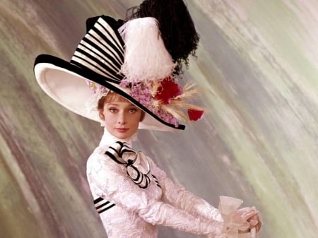 Audrey Hepburn...'My Fairlady' - hat, style, music, dress, movie, pink, actress