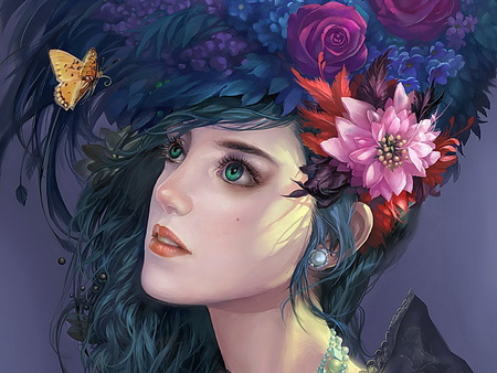 Butterfly - pretty, artistic, female, butterflies, night, fine art, stars, fairies, flowers, music, flute, art, women, moon, abstract, beautiful, girl, figure, digital art, colors, flower, girls, cg, colours, fantasy, woman, wings, fairy, butterfly, cute, 3d, wallpaper