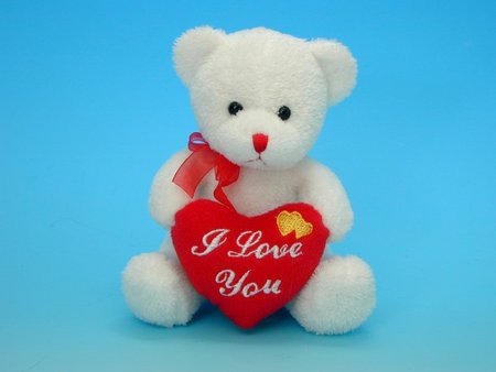 Teddy bear - tenderness, heart, blue, romantic, love, i love you, feeling, red, teddy bear