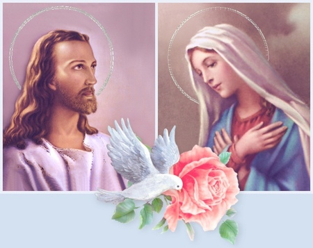 Jesus with Mary - rose, mary, jesus, dove