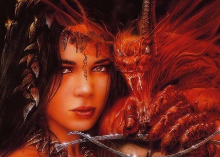 Red Dargon Girl - dragon, girl, female, red