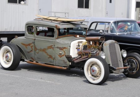 Custom 1930 Ford - whitewalls, brass, chevy engine, rod