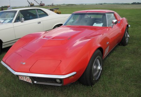 1969 Chevrolet Corvette Stingray L88 coupe , V8 - chevrolet, photography, black, white, car, green grass, red, tire, corvette