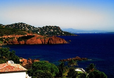 cliffs - sky, ocean, trees, islands, summer, vacation, forest, blue, leisure, peninsulas, sea, cliffs