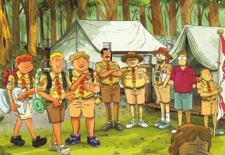 TROOP 142 - scouts, camping, people, funny, outdoors, comedy, woods, adventure, comics, hikers, tents