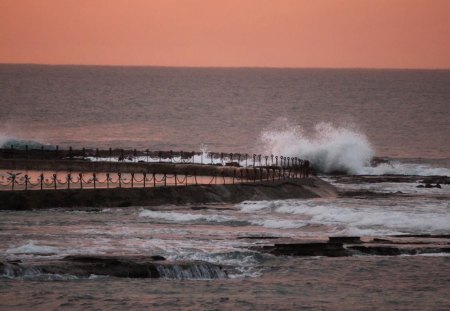 Breaking Waves at Nobbys Beach - beach, ocean, nature, waves