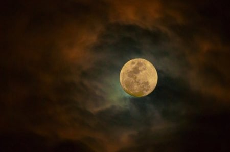 Moon - moon, clouds, night, sky