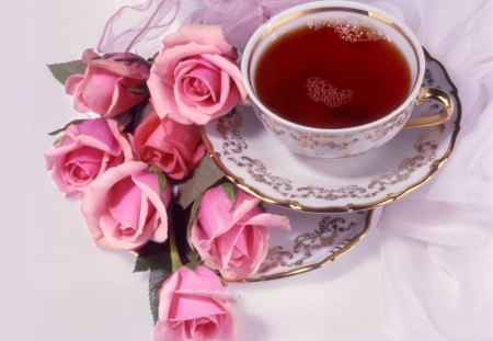 Roses for Sunday Tea - sunday, tea, still life, roses