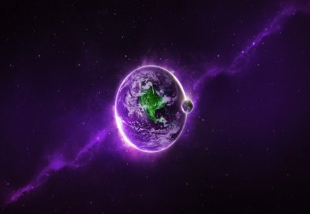 Purple Planet Earth - purple, abstract, space, creative, planet, earth