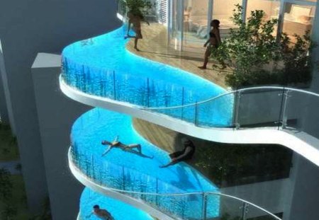 Modern Apartments with Suspended Pools