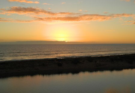 Reflection - beach, ocean, water, sunset, sand