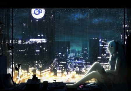 Its raining again.. - pretty, girl, anime, rain