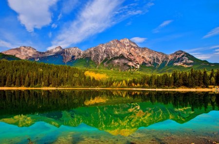 Wonderful reflection - lake, mountain, reflection, blue sky, wonderful