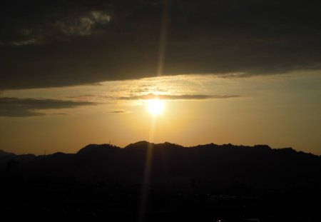 Waiting - liuchia, alch, cloud, orange, shadow, mountain, sky