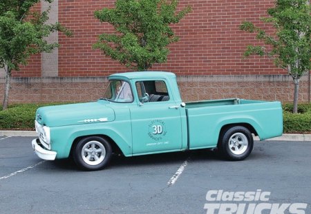 1960 F -100 - classic, ford, blue, truck