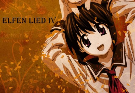 Elfen Lied with Brown background - anime, elfen lied, cartoon, brown background