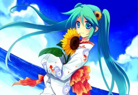 Anime - sunfloer, anime, vocaloid, miku