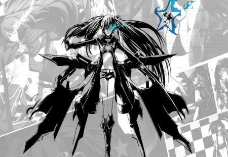 Black Rock Shooter - black rock shooter, blue eye, anime, gray, girl, cool