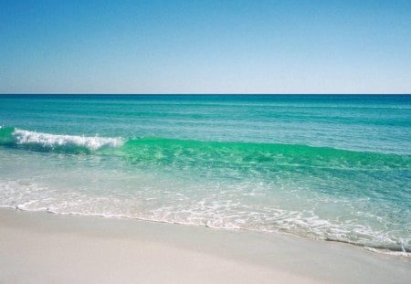 White Beach - sky, ocean, beach, day, daylight, wave, white, nature, blue, sand