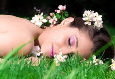 Sweet dreams - beauty, models, grass, woman