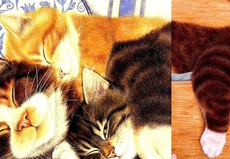 Relaxing kittens - animal, cute, kitten, pet, cat, drawing, abstract