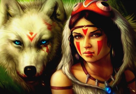 Linda india e seu lobo - lobo, india, anime, bonita