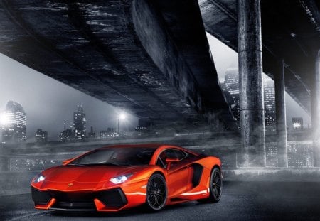 Lamborghini Aventador - car, lamborghini, red, aventador