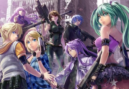 Belas garotas - anime, meninas, amizade, armas