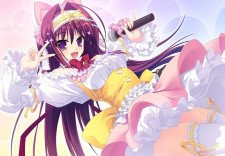 Washio Rin - girl, game, long hair, sing, dress, cg