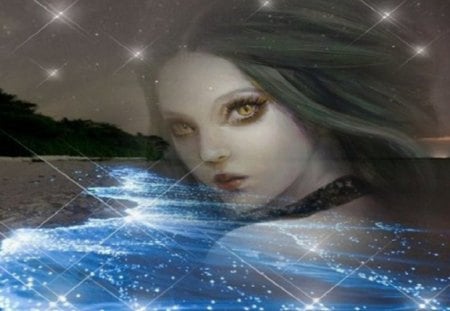 sea lady - abstract, fantasy, art, woman