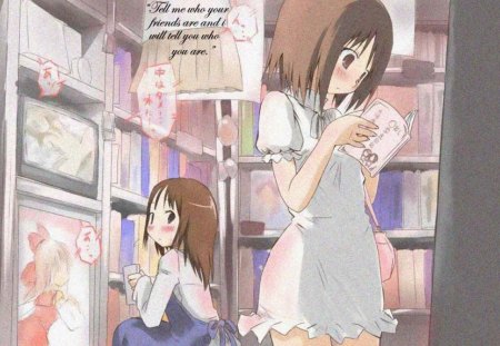 Luminous Patience - library, girls, books, reading, manga